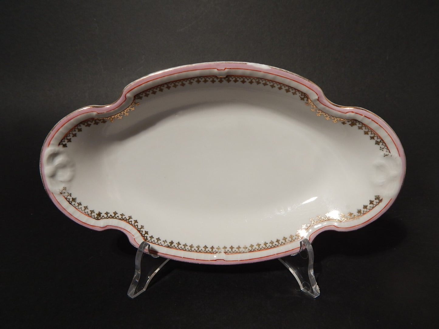 ANTICA RAVIERA VASSOIO PORCELLANA GINORI LIBERTY DECORO ROSA E ORO DIFETTO