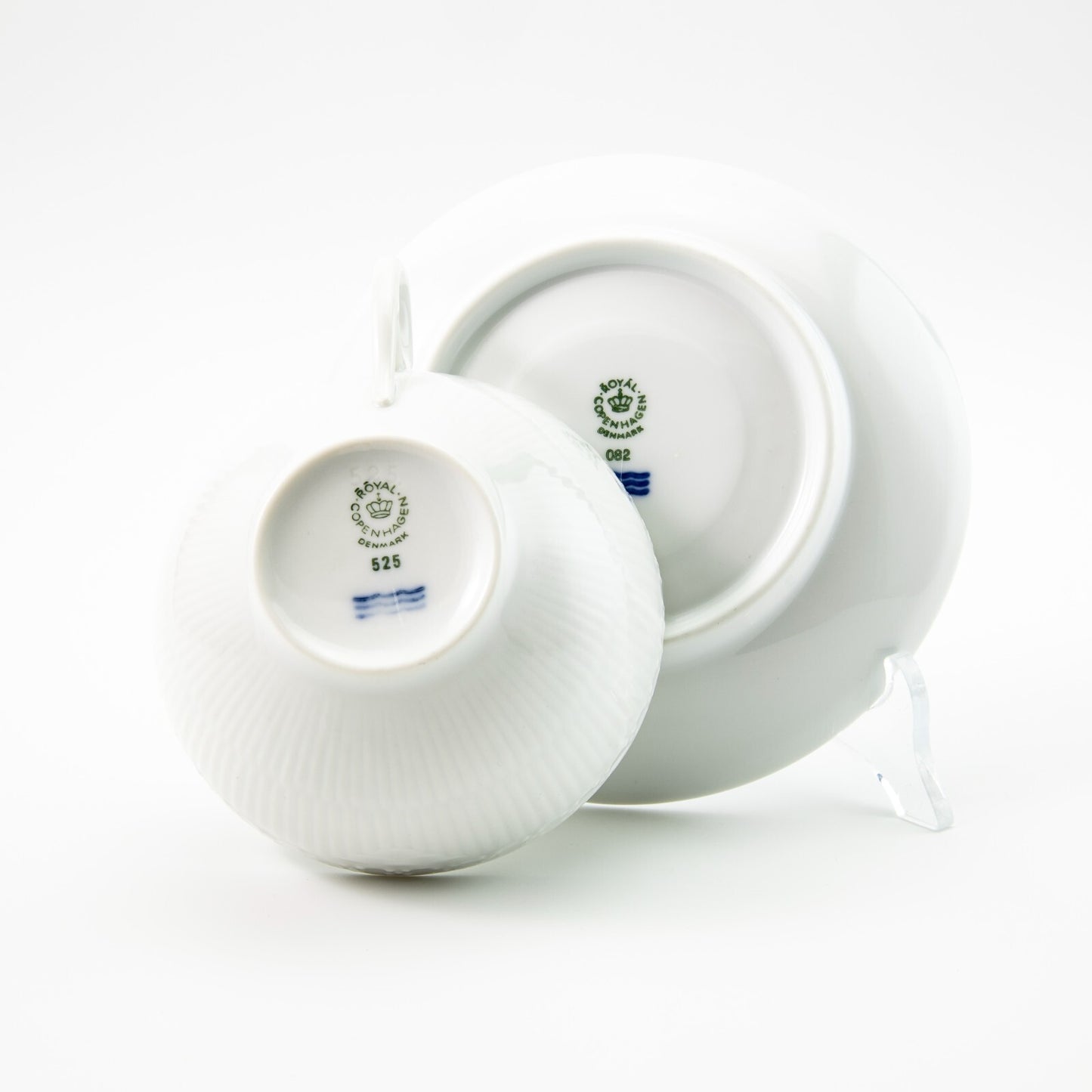 ROYAL COPENHAGEN WHITE FLUTED HALF LACE TAZZA DA TE' IN PORCELLANA CM 10 COD 525