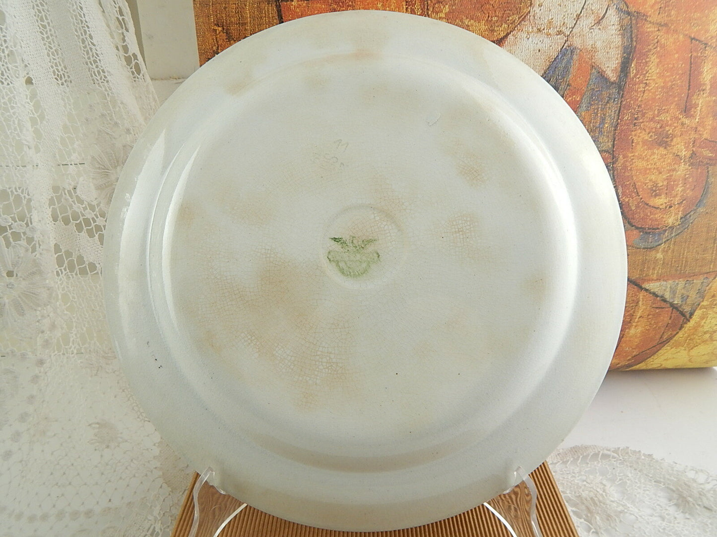 ANTICO ART NOUVEAU VASSOIO PIATTO PORTATA CERAMICA ITALIANA LAVENO GIRASOLI #