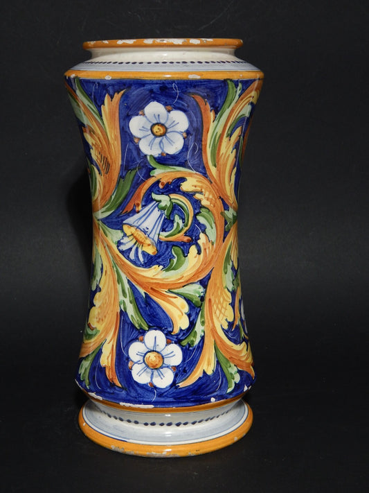 ANTICO VASO ALBARELLO CERAMICA CALTAGIRONE EPOCA 1800 COM STEMMA ARALDICO