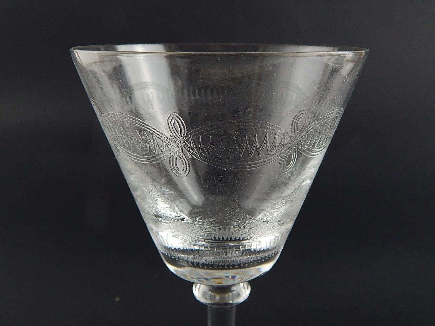 ANTICO CALICE CRISTALLO VAL D'ELSA INCISO PUNTA DIAMANTE LIBERTY