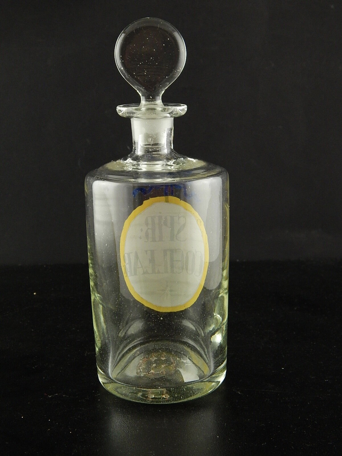 VINTAGE HOLMEGAARD FARMACIA BOTTIGLIA VETRO SOFFIATO DIPINTA MANO SPIR COCHLEAR