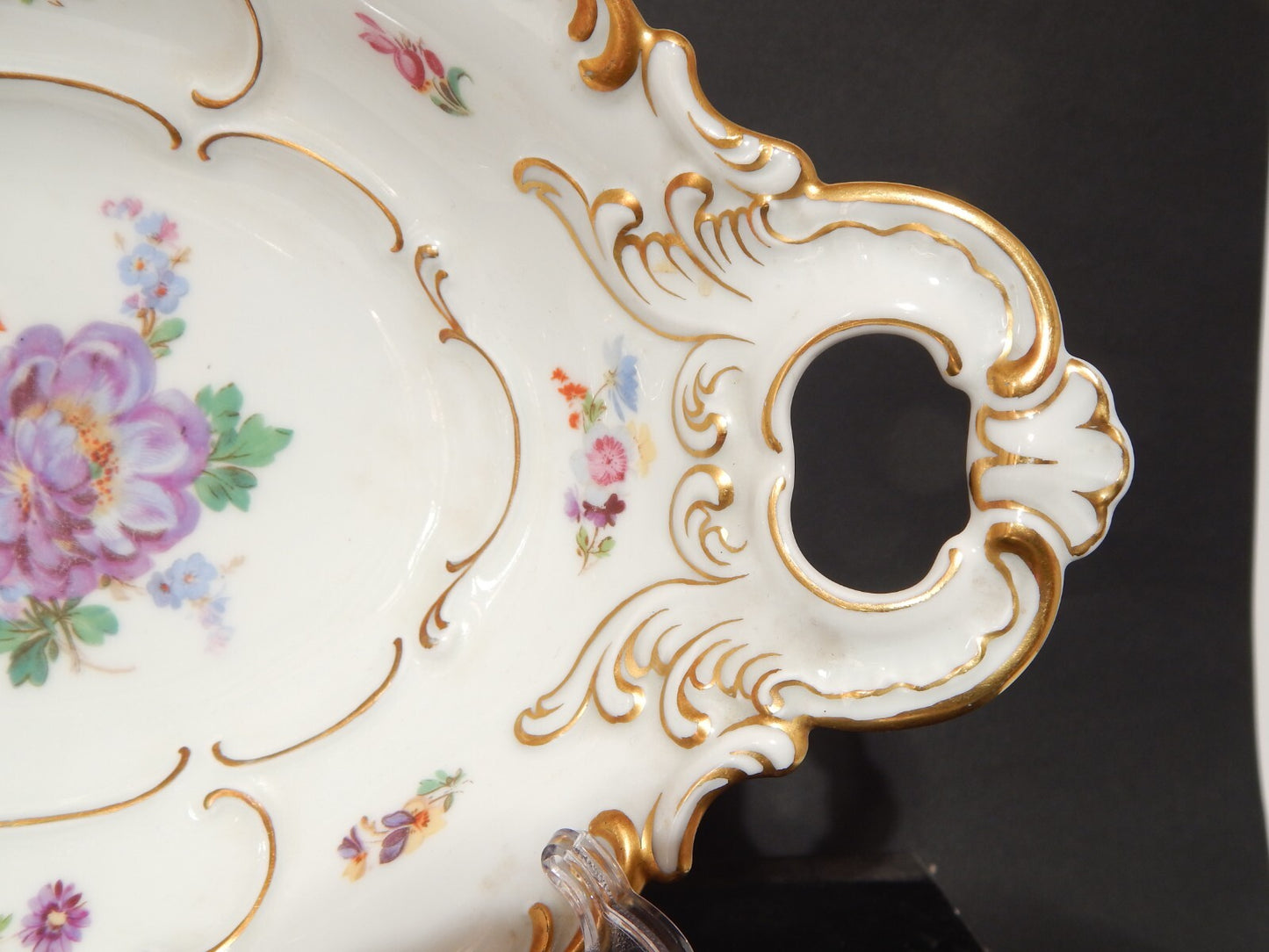 VINTAGE PREZIOSO CENTROTAVOLA PORCELLANA HUTSCHENREUTHER BAVARIA STILE ROCAILLE