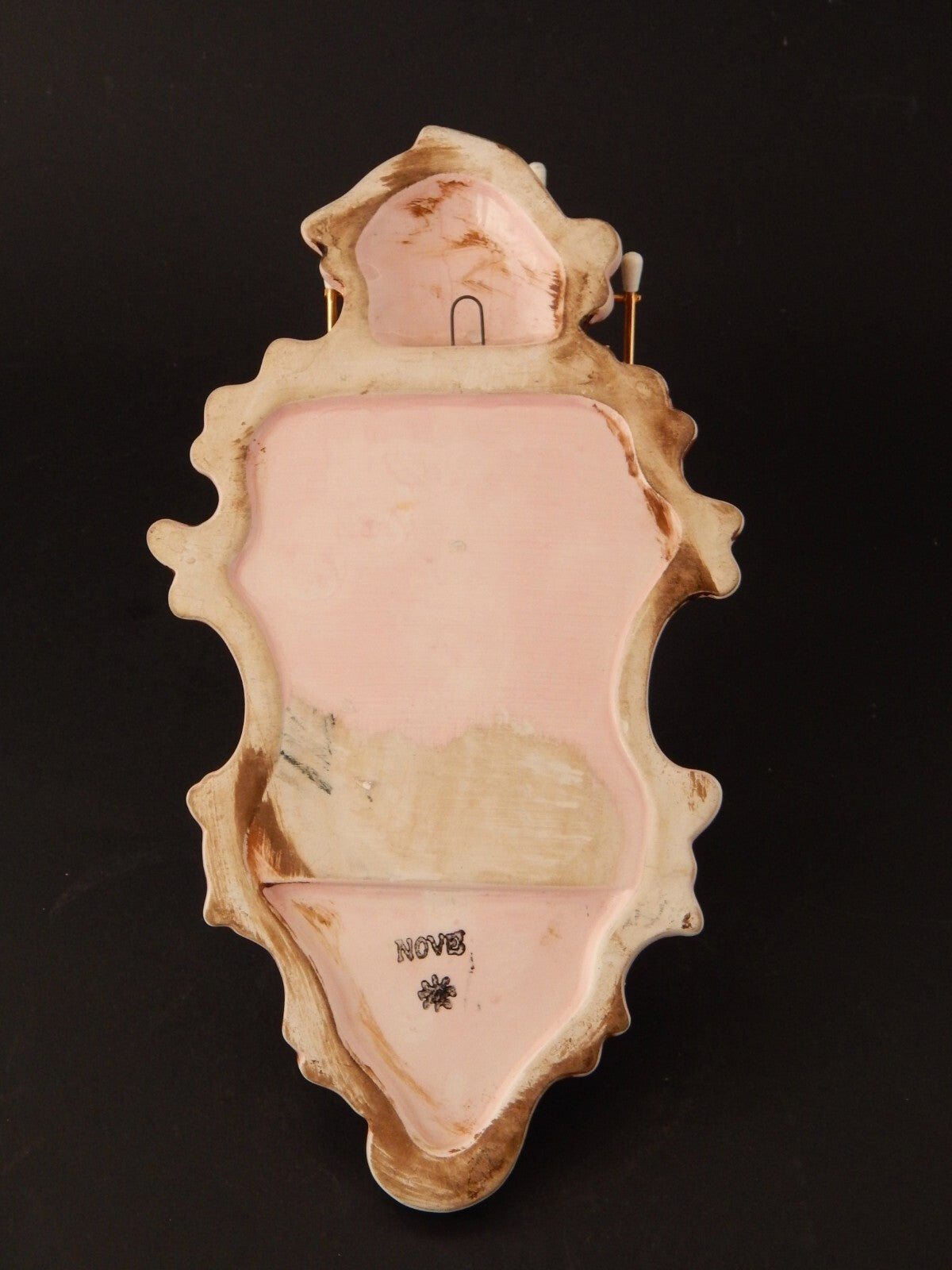 ARTE SACRA ANTICA RARA PREZIOSA ACQUASANTIERA CERAMICA MAIOLICA DI NOVE