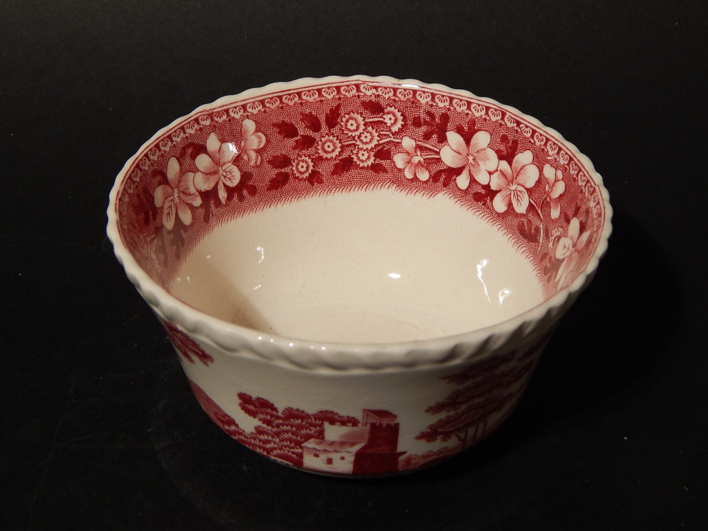 ANTICA CIOTOLA ZUCCHERIERA SEMI PORCELLANA SPODE ENGLAND DESIGN 1814 PINK TOWER