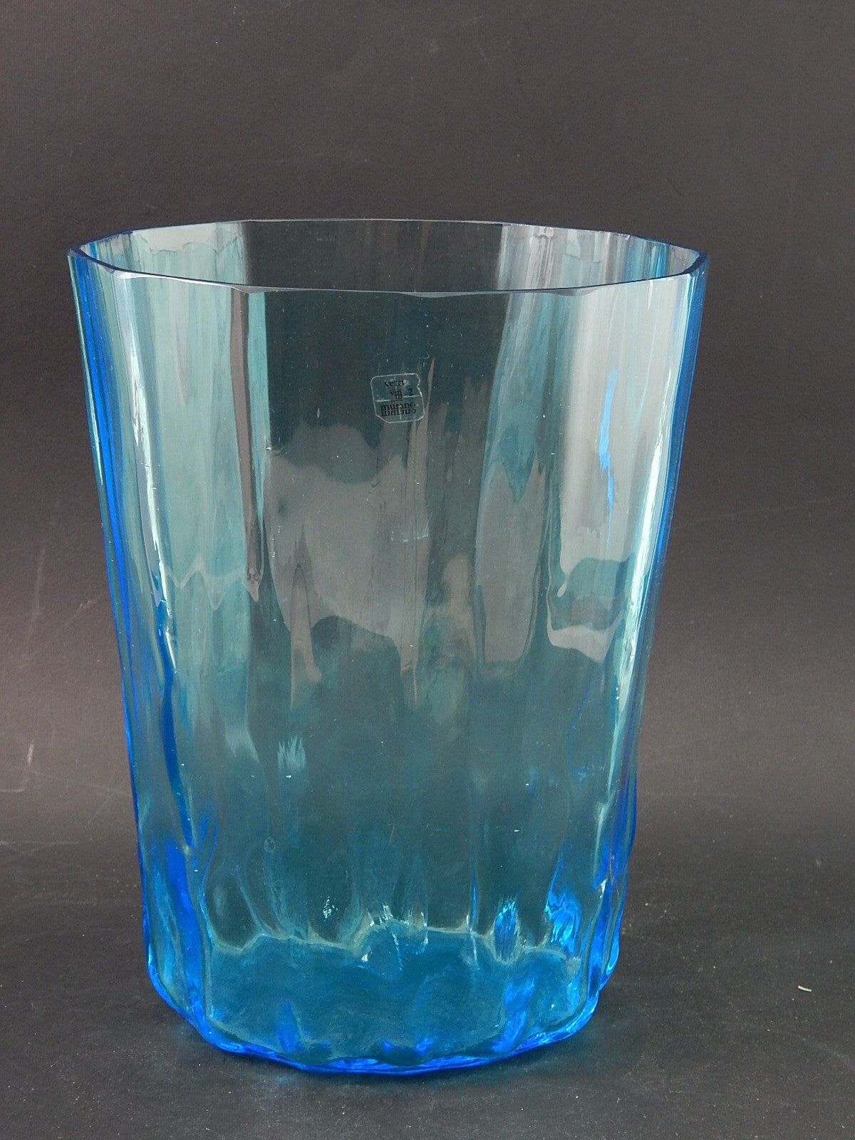 VINTAGE ORIGINALE VASO VETRO SOFFIATO ACQUA MARINA VETRI MURANO AURELIANO TOSO