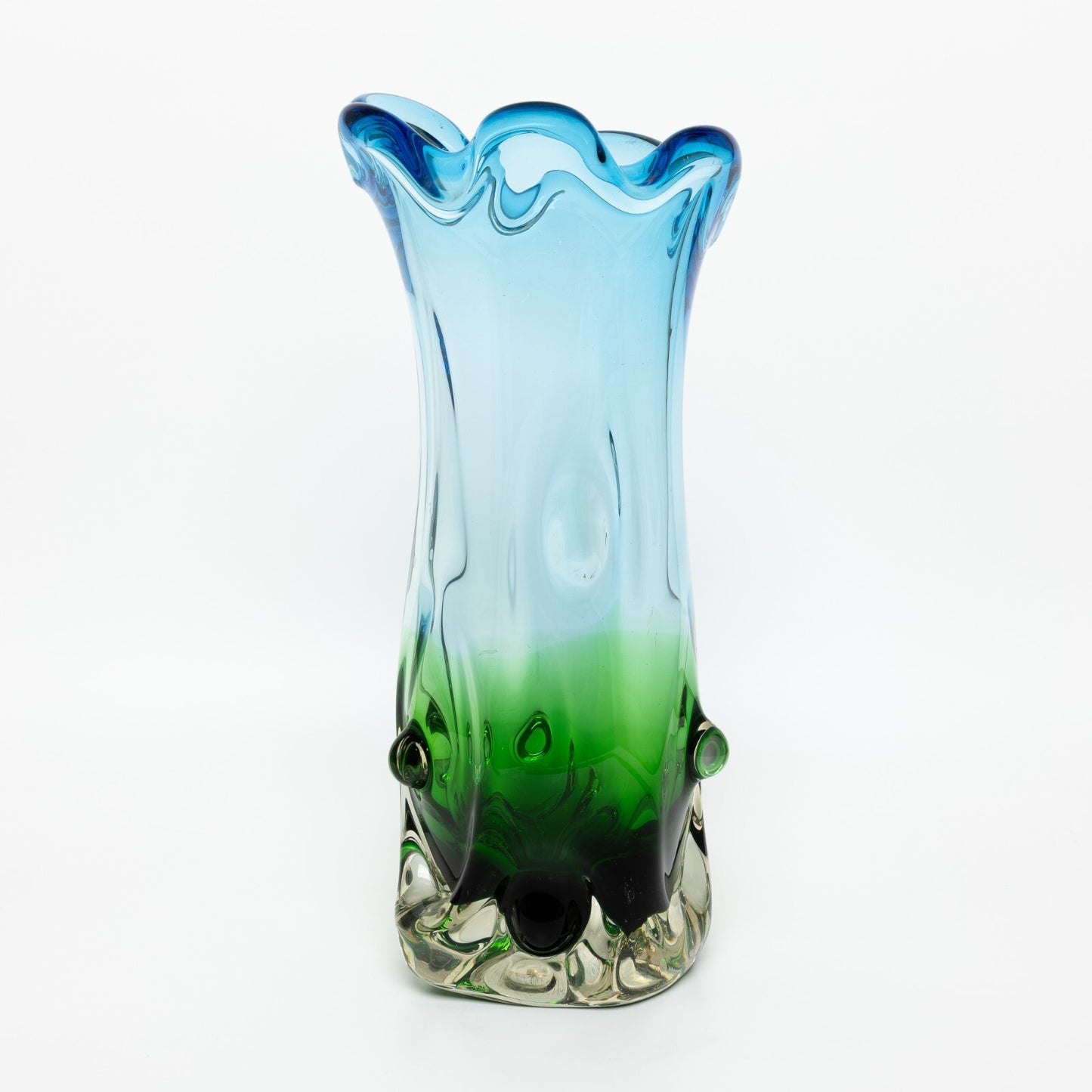 PREZIOSO VASO VETRO SOFFIATO DI MURANO TECNICA VETRO SOMMERSO STILE SEGUSO POLI