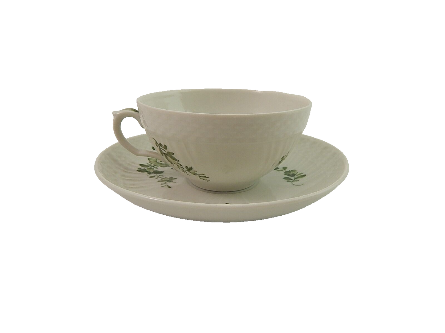 VINTAGE TAZZA DA TE' ROYAL COPENHAGEN FIORI VERDI GREEN FLOWER CURVED TEA CUP