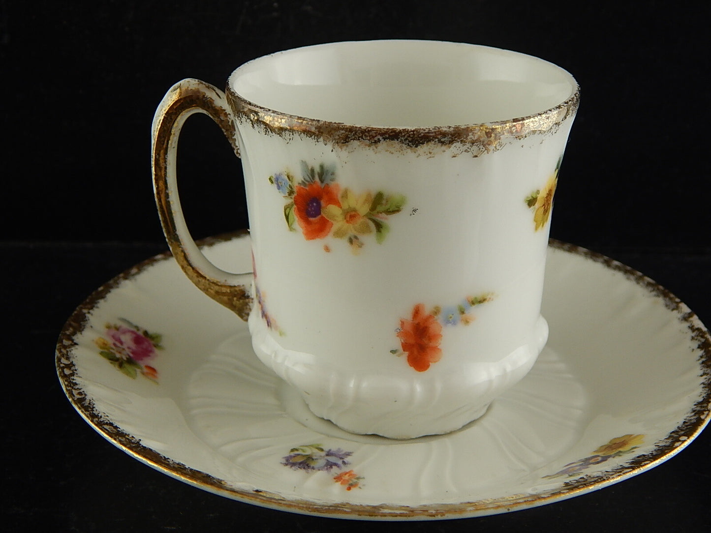 ANTICO SET TAZZA PIATTO PORCELLANA LIMOGES ART NOUVEAU LIBERTY DIPINTA MANO