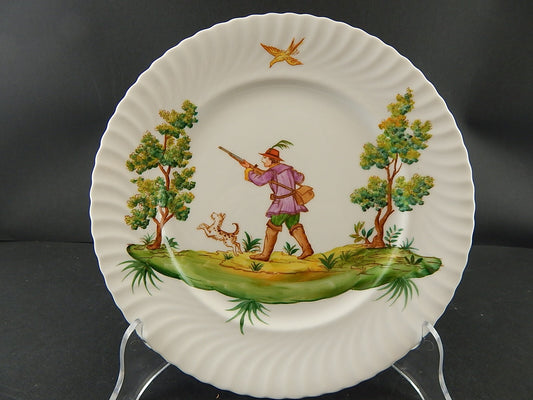 PIATTO PORCELLANA DIPINTO ARTE MORBELLI VECCHIO MILANO VITA POPOLARE CACCIATORE