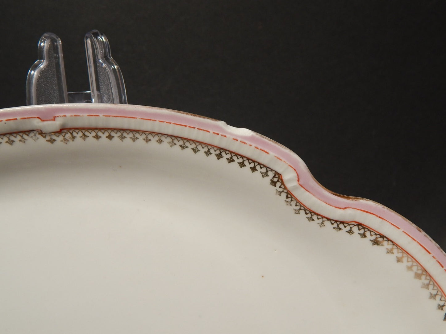 ANTICA VASSOIO PORCELLANA GINORI LIBERTY DECORO ROSA E ORO DIFETTO