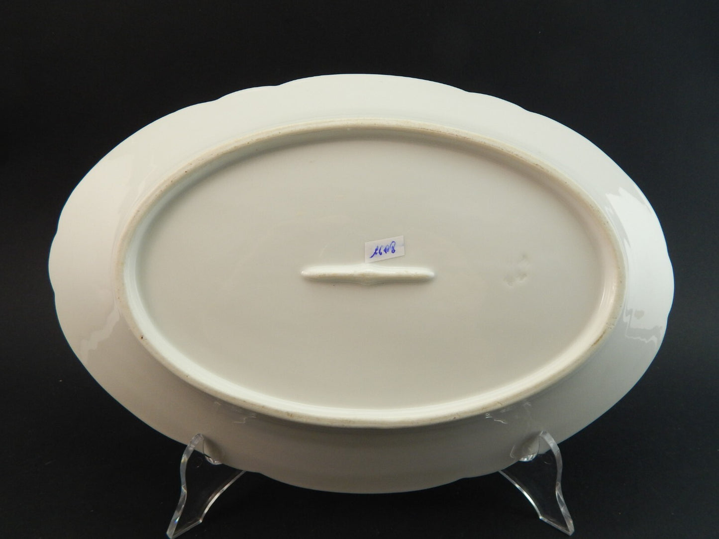 ANTICO LIMOGES VASSOIO OVALE FONDO PORCELLANA FINE 800 BOUQUET DI ROSE