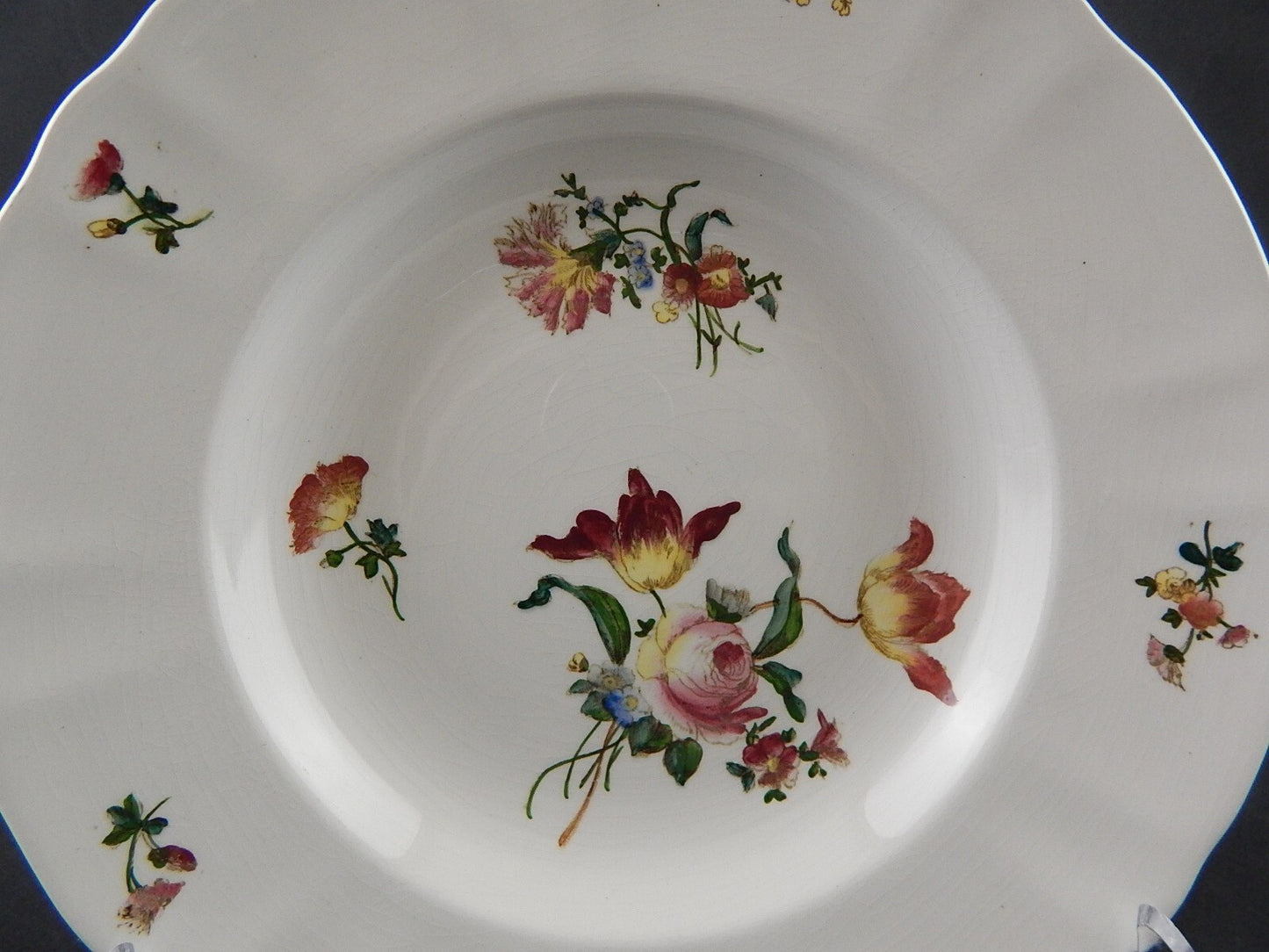 ANTICO 1800 RARISSIMO PIATTO FONDO CERAMICA RICHARD MILANO DECORO DRESDEN A132