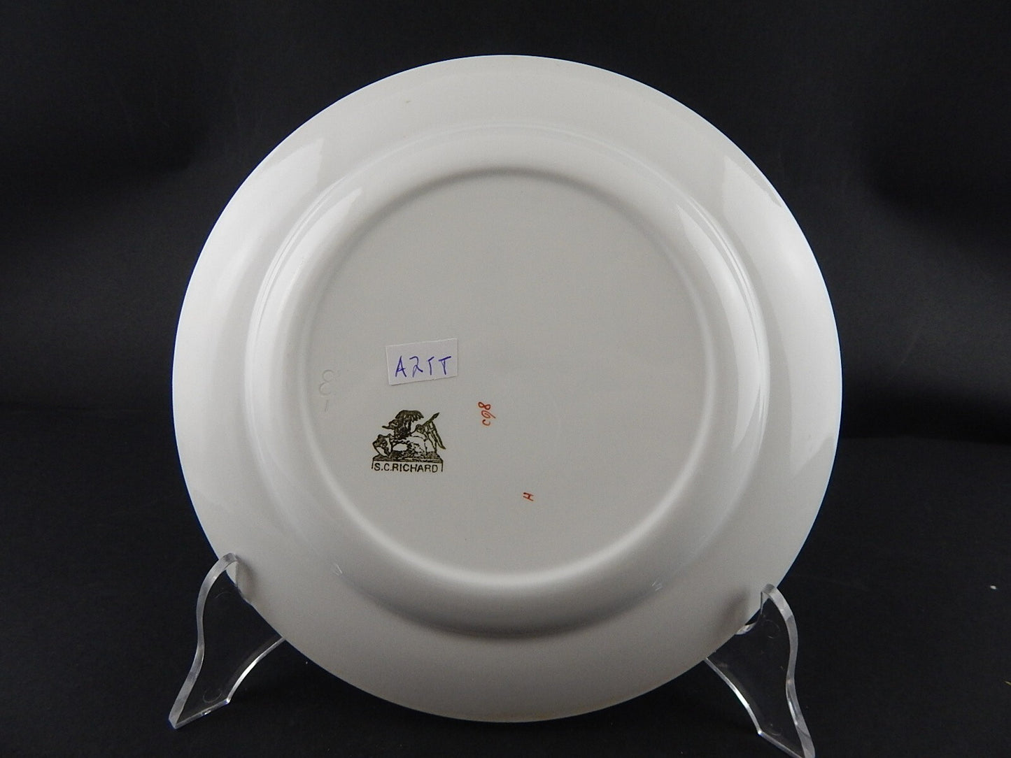 ANTICO PIATTO PIANO CERAMICA RICHARD MILANO FIORI FARFALLE UCCELLINI A755