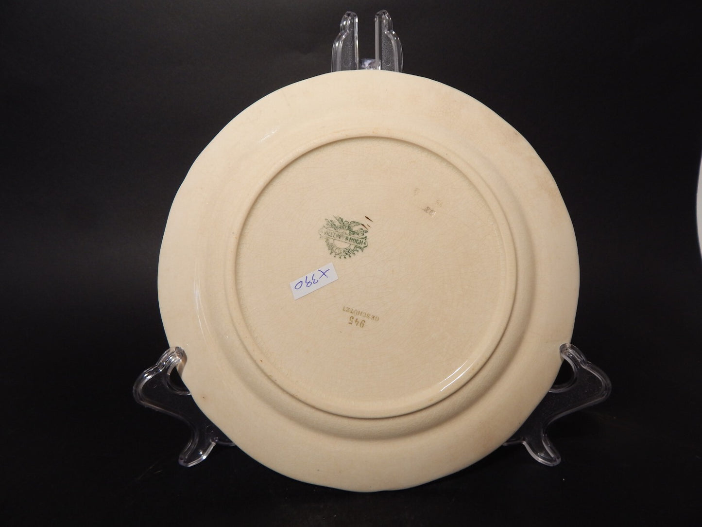 ANTICO RARO PIATTO CERAMICA VILLEROY&BOCH METTLACH DI FINE 1800 CM 23 DIFETTO