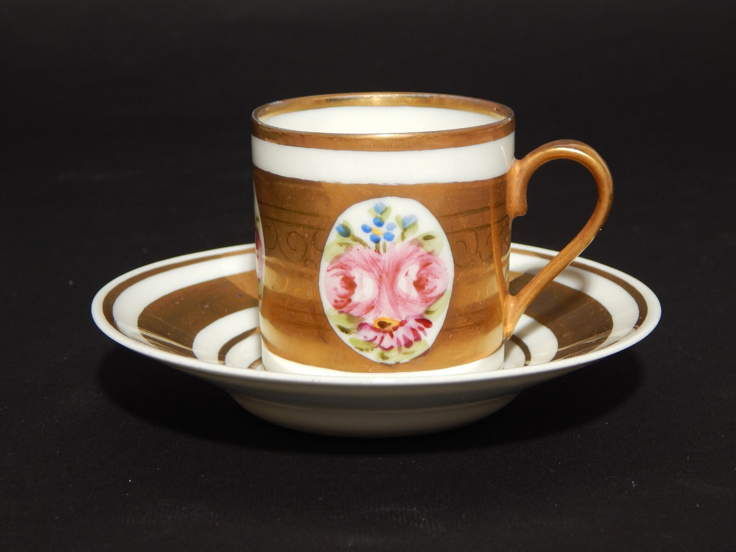 PREZIOSA RARA TAZZINA PORCELLANA LIMOGES DIPINTA A MANO POLICROMIA E ORO