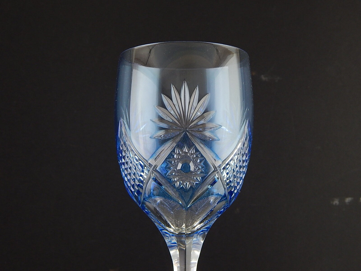 VINTAGE BICCHIERE CALICE CRISTALLO GERMANIA MOLATO NACHTMANN ACQUAMARINA