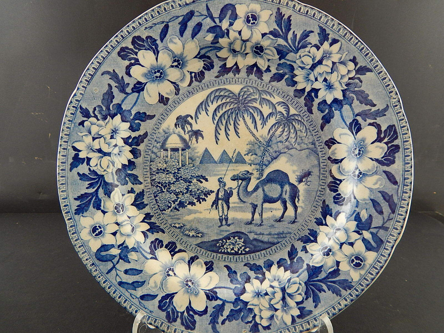 ANTICO RARISSIMO PIATTO INGLESE CERAMICA 1837-50 POUNTNEY & GOLDNEY DROMEDARIO #