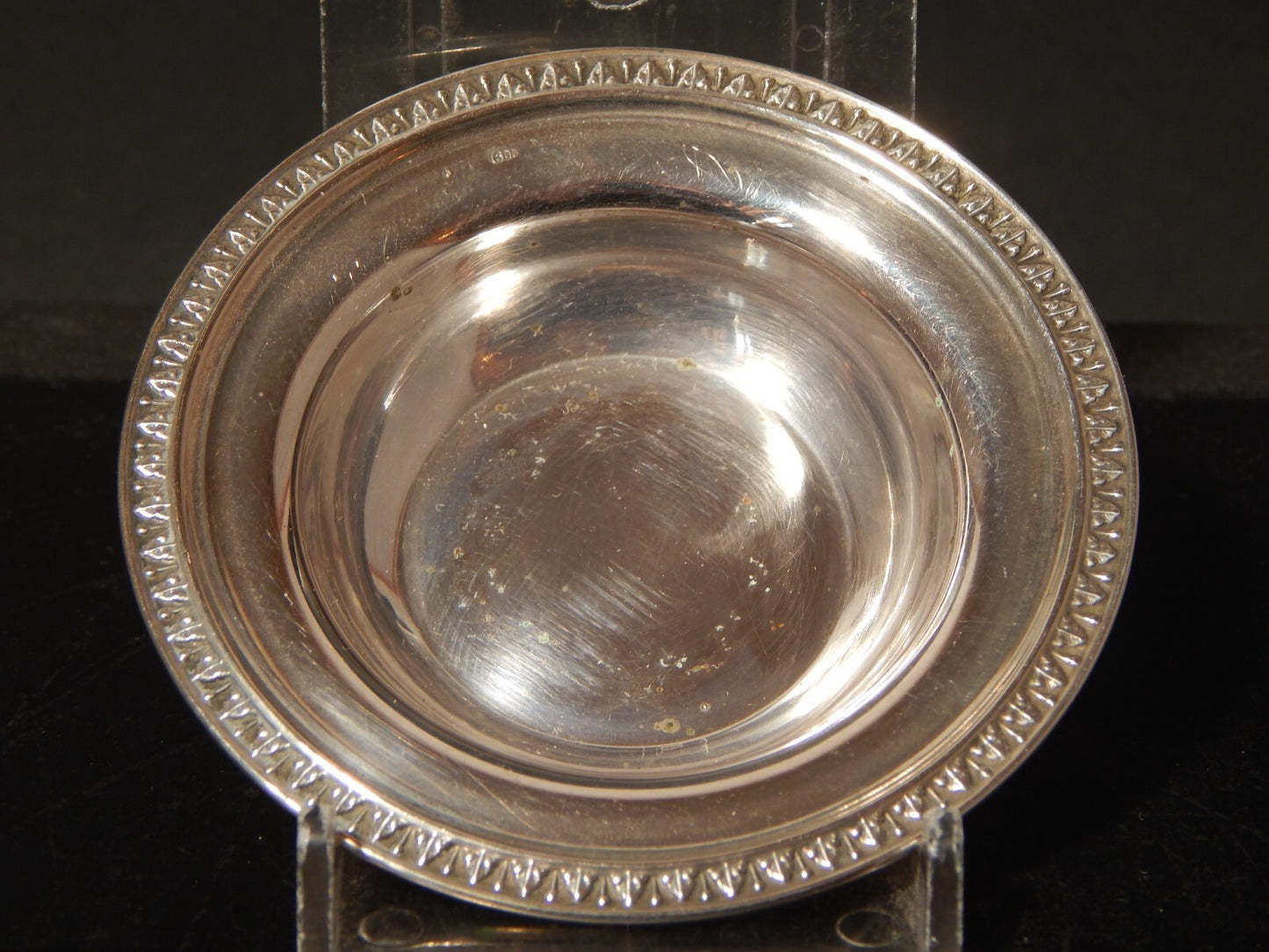 ANTICA STILE IMPERO SALIERA PORTA SALE IN ARGENTO 800 CON CUCCHIAINO