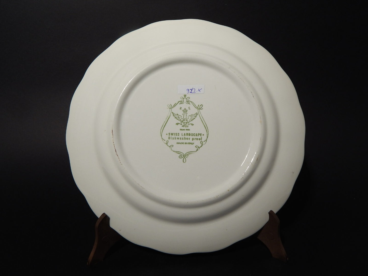 VINTAGE PIATTO CERAMICA FONTEBASSO PAESAGGIO BIANCO ROSSO SWISS LANDSCAPE CM 25