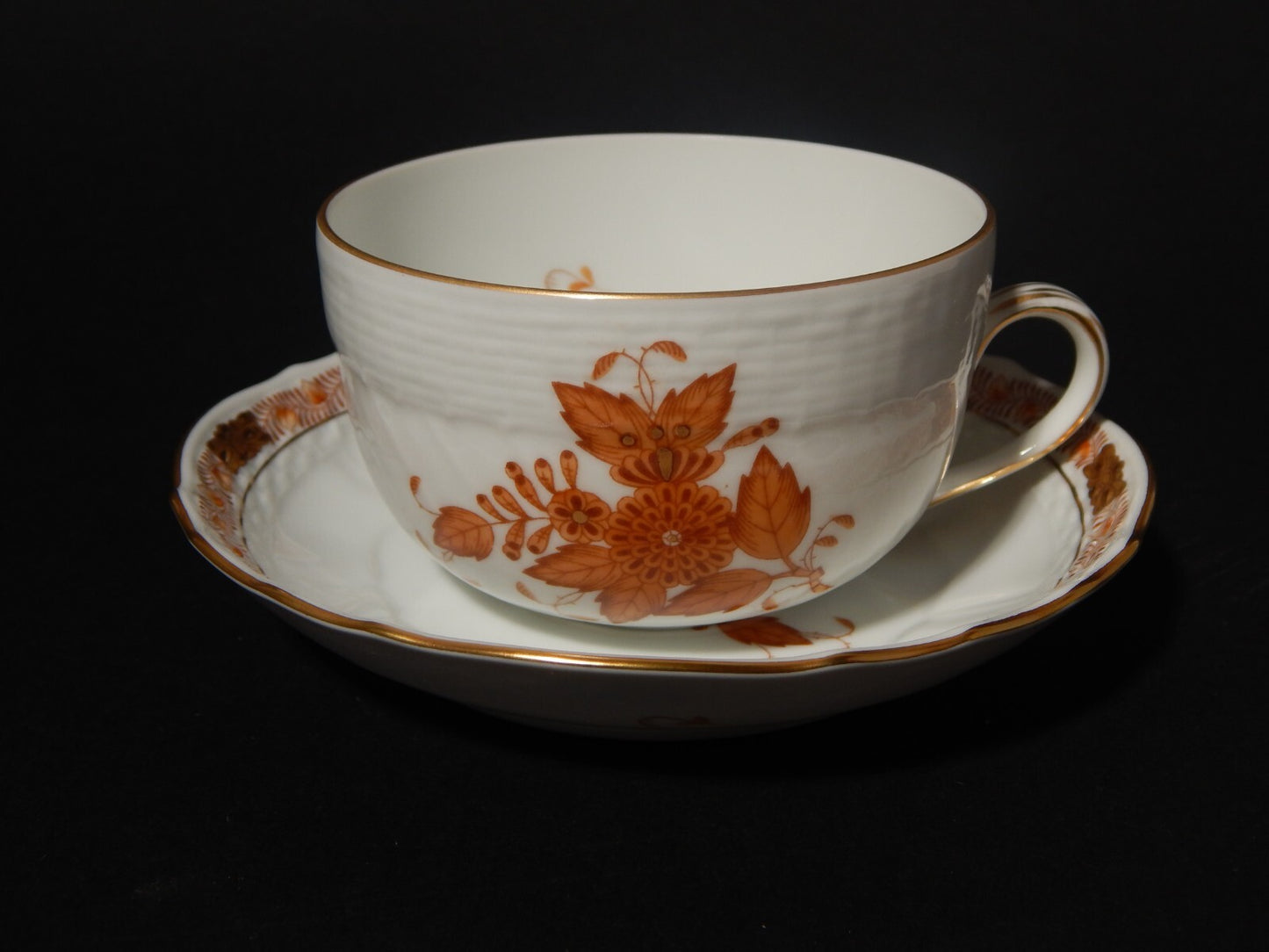 PREZIOSA PORCELLANA HEREND TAZZA TE' APPONYI CHINESE BOUQUET RUGGINE 1726