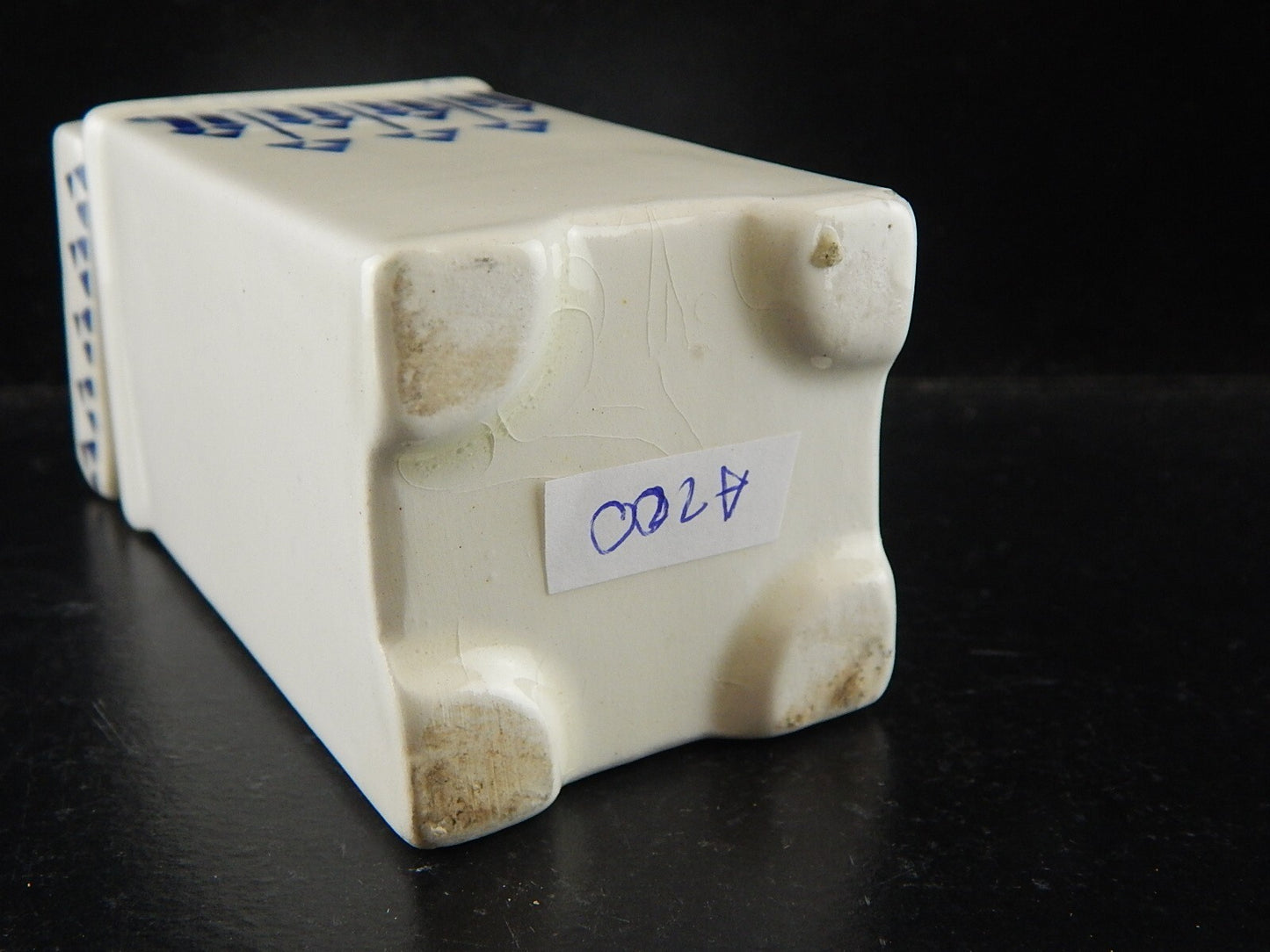 ANTICO BARATTOLO SPEZIE CERAMICA NOCE MOSCATA CUCINA ART DECO 1900 BIANCO BLU