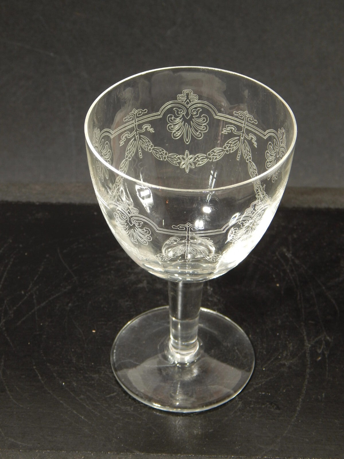 ANTICO LIBERTY PREZIOSO SET 6 CALICI IN CRISTALLO BOEMIA GHIRLANDA INCISA