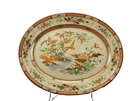 ANTICO 1880 VASSOIO OVALE SEMI PORCELLANA INGLESE BISHOP POWELL & STONIER