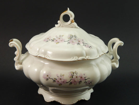 VINTAGE ROCAILLE ZUPPIERA CENTROTAVOLA DURKEN WALLDORF CERAMICA FIORE DI PESCO