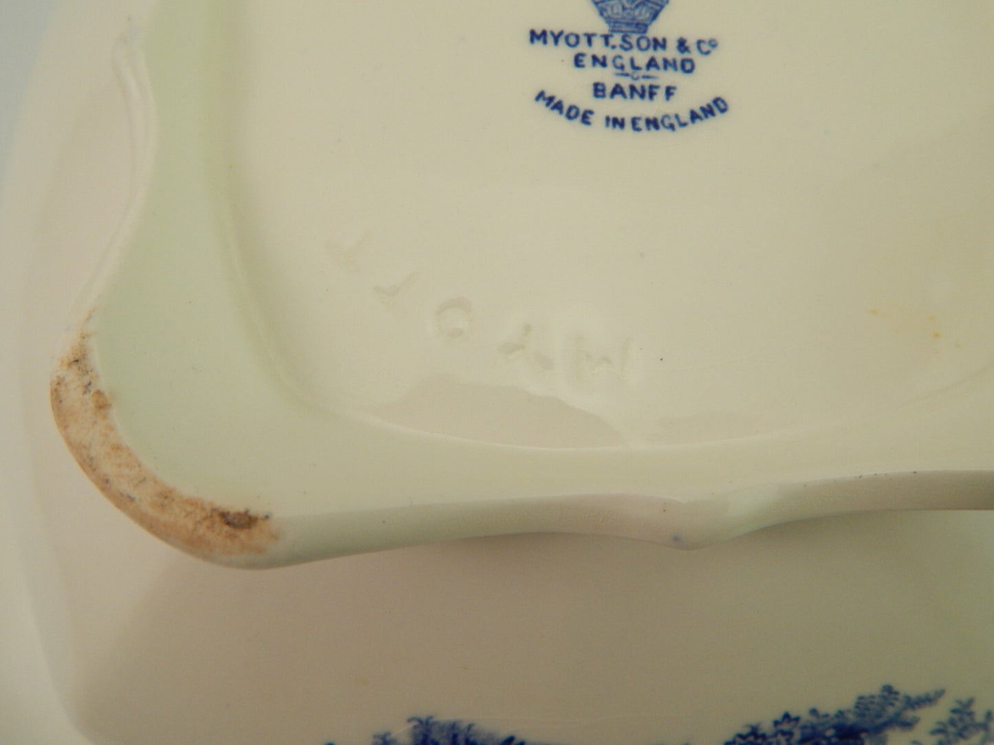 ANTICA RARISSIMA ZUPPIERA CERAMICA MYOTTS STAFFORDSHIRE ENGLAND BANFF BIANCO BLU