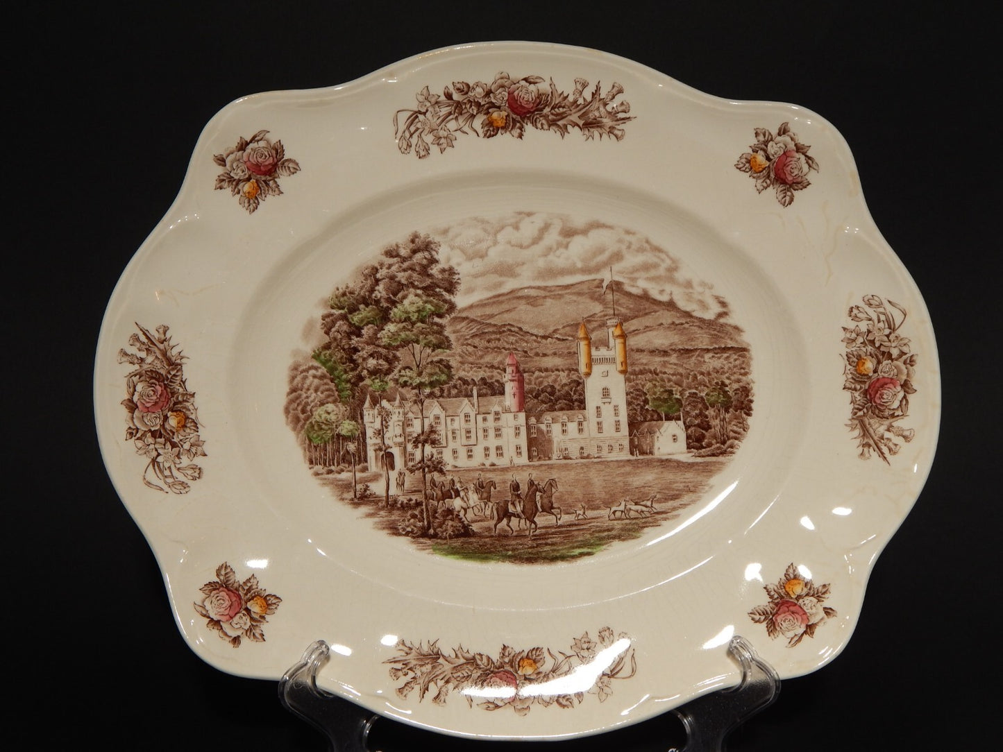 ANTICO VASSOIO PORCELLANA JOHNSON BROS ROYAL HOMES OF BRITAIN BALMORAL CASTLE #