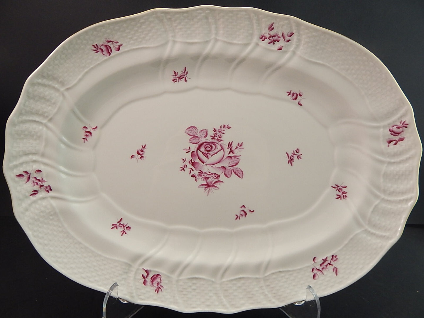 VASSOIO HEREND ANTICA ROSA DI VIENNA HUNGARY HANDPAINTED DIPINTO A MANO