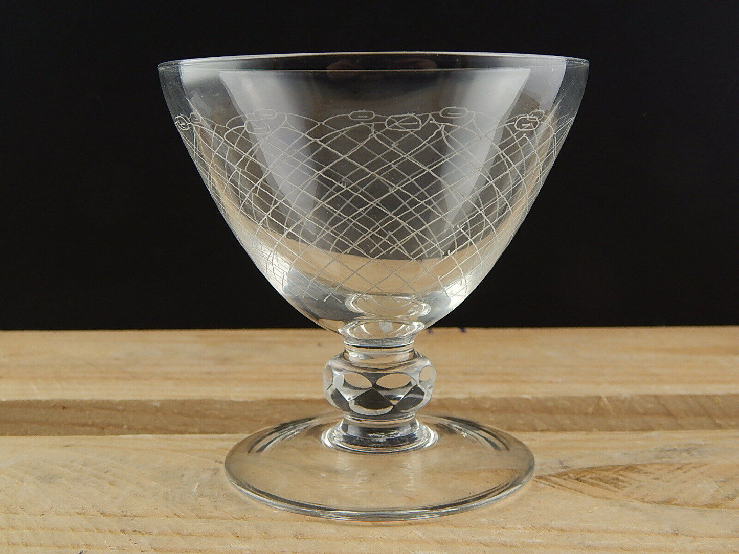 ANTICO BICCHIERE CALICE CRISTALLO INCISO PUNTA DIAMANTE EPOCA ART DECO