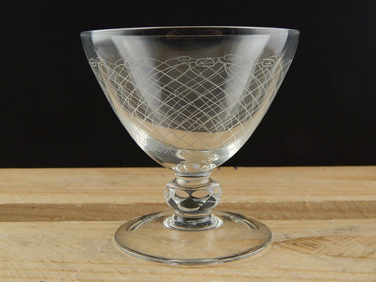 ANTICO BICCHIERE CALICE CRISTALLO INCISO PUNTA DIAMANTE EPOCA ART DECO