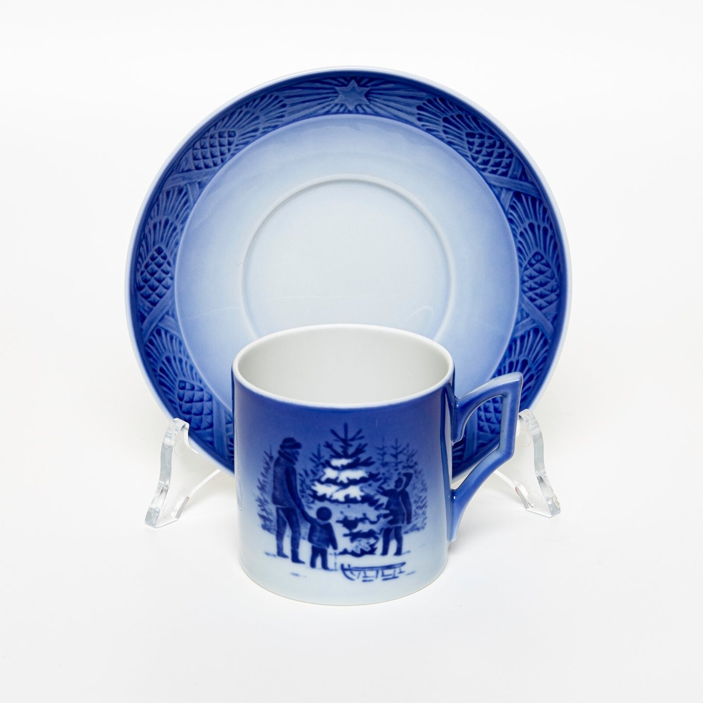 ROYAL COPENHAGEN PORCELLANA TAZZA DI NATALE 1979 ORIGINALE CON PIATTINO CM 7