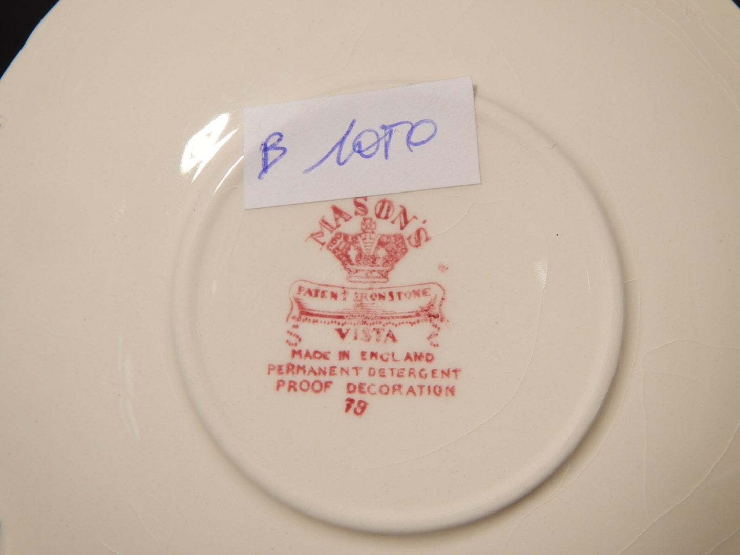 ANTICA TAZZINA CAFFE' SEMI PORCELLANA INGLESE MASON’S DECORO VISTA BIANCO ROSSO