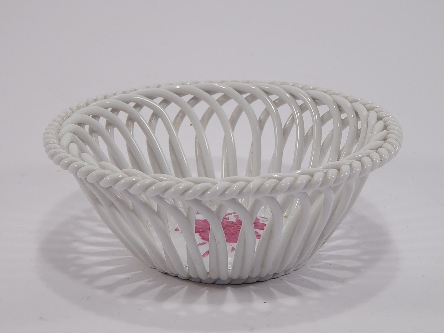 PORCELLANA HEREND ORIGINALE CESTINO TRAFORATO DECORO APPONYI ROSA COLLEZIONE