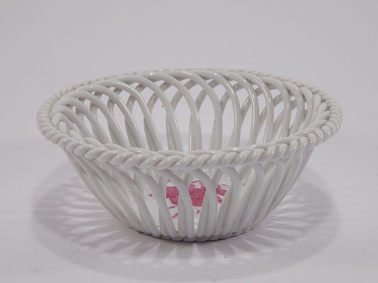 PORCELLANA HEREND ORIGINALE CESTINO TRAFORATO DECORO APPONYI ROSA COLLEZIONE