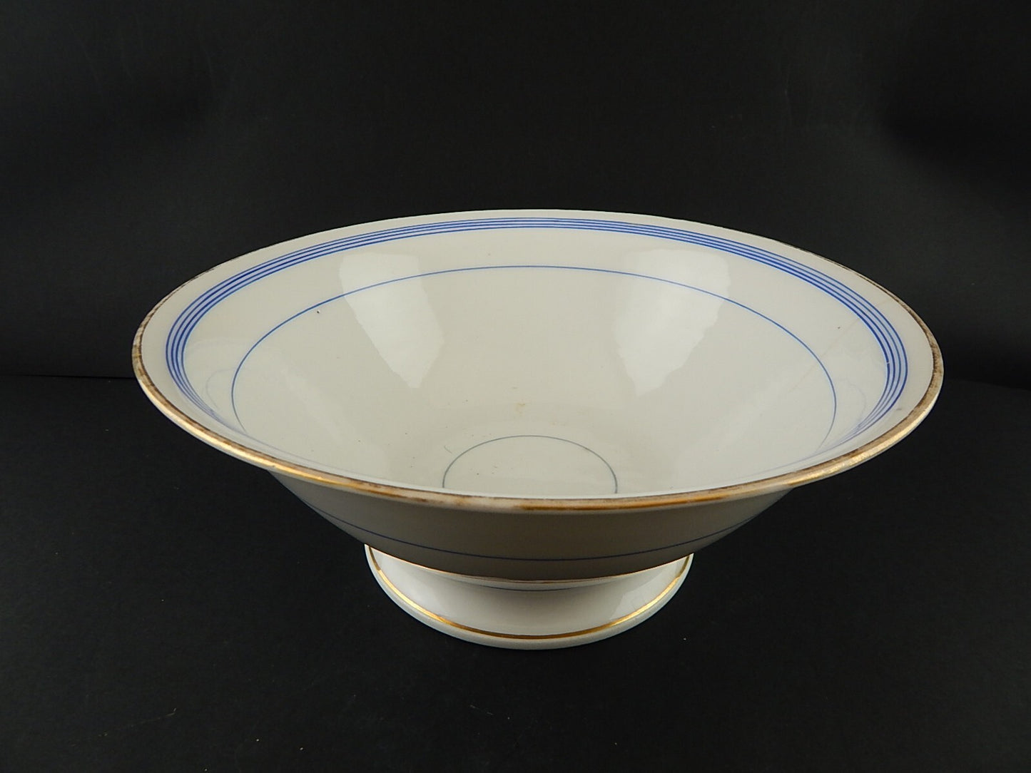 ANTICA FRUTTIERA CENTROTAVOLA PORCELLANA PARIGI BIANCA BLU ORO NAPOLEONE III