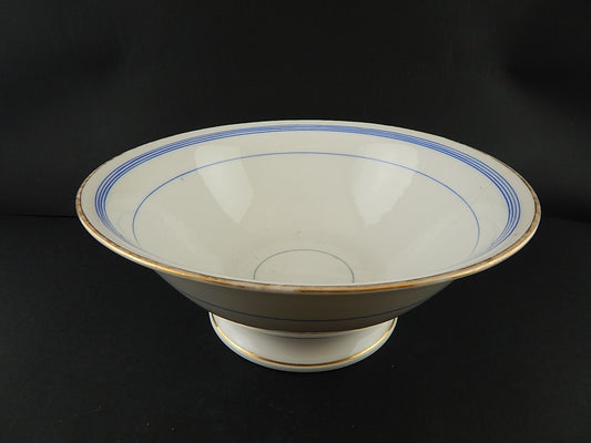 ANTICA FRUTTIERA CENTROTAVOLA PORCELLANA PARIGI BIANCA BLU ORO NAPOLEONE III