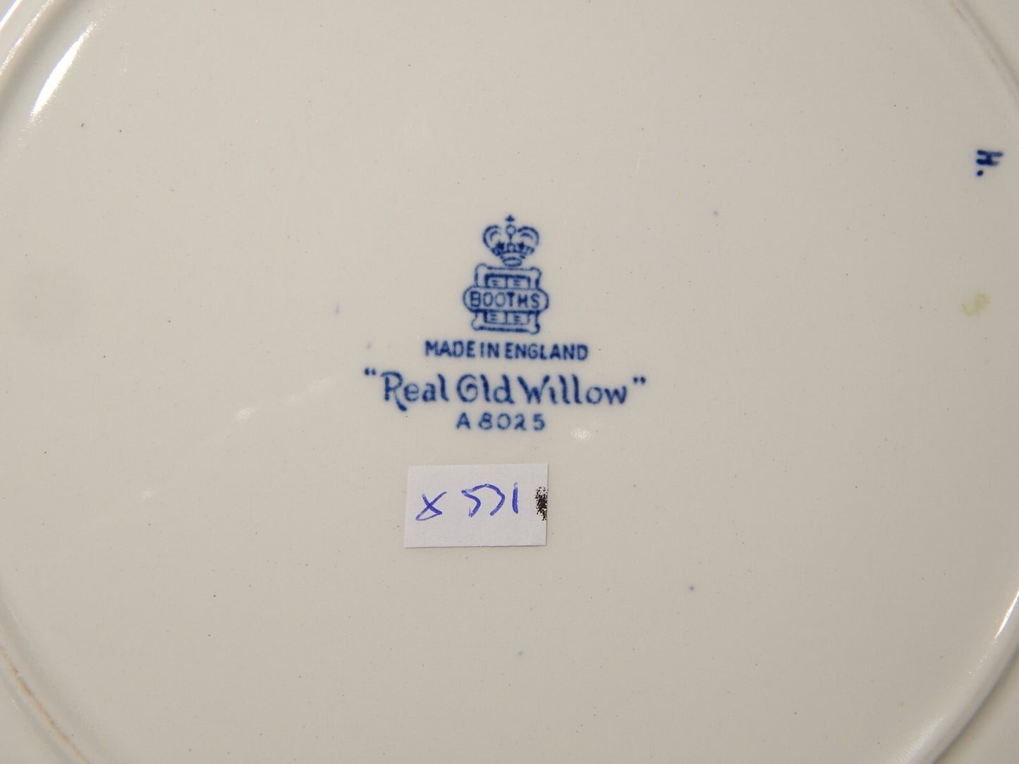 ANTICO REAL OLD WILLOW BOOTHS VASSOIO PORCELLANA INGLESE BIANCO BLU E ORO CM. 30