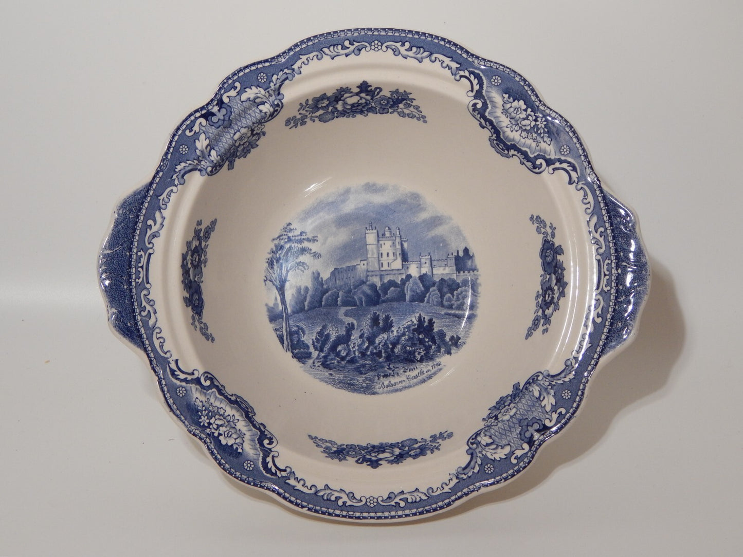 VINTAGE JOHNSON BROS OLD BRITAIN CASTLE BLU INSALATIERA FRUTTIERA PORCELLANA