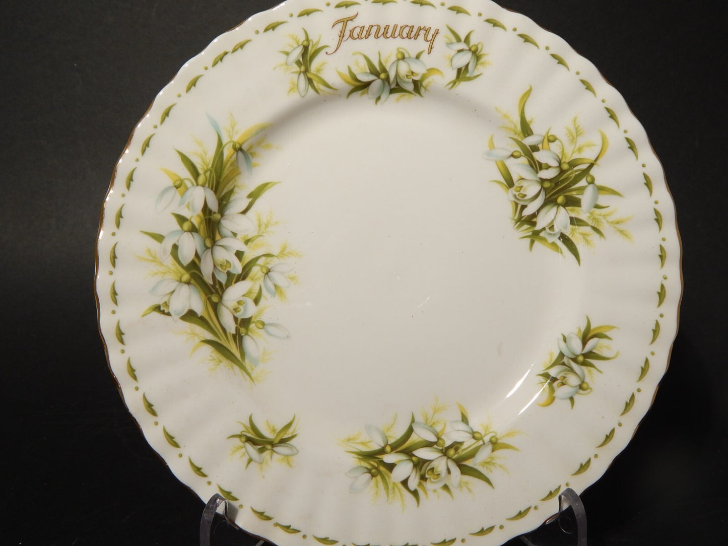 PORCELLANA ROYAL ALBERT PIATTO CM 21 FLOWER OF THE MONTH JANUARY GENNAIO