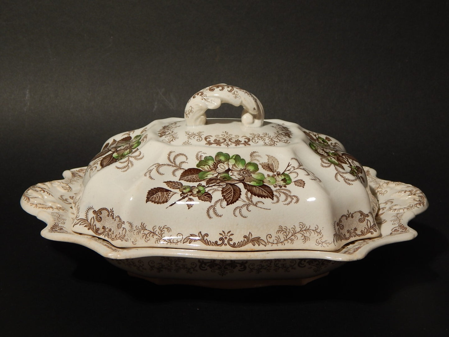 ANTICA 1850 LEGUMIERA CENTROTAVOLA SEMI PORCELLANA RIDGWAY &C. APPLE BLOSSOM