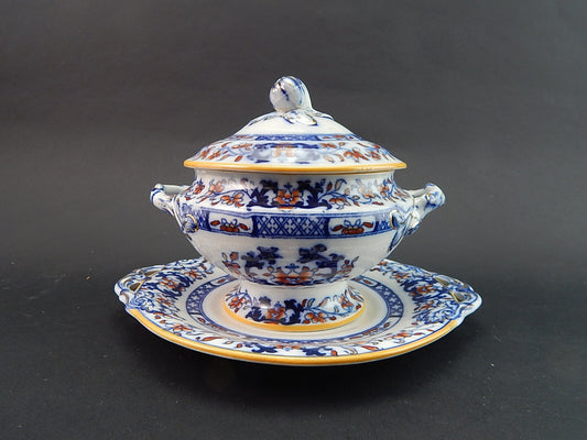 ANTICA RARA ZUPPIERA EGOISTE PUERPERA CENTROTAVOLA CERAMICA INGLESE MINTON 1860