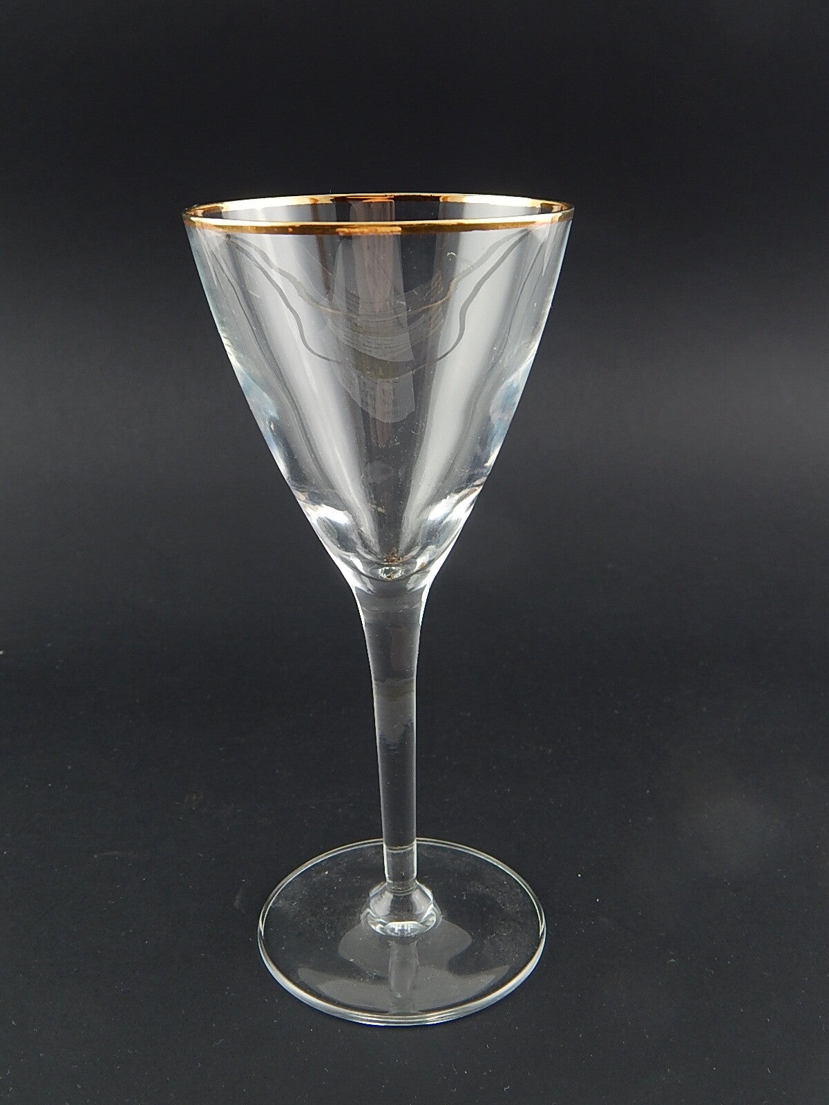 ANTICO RARO ART DECO BICCHIERE CALICE CRISTALLO CON PROFILO ORO ZECCHINO