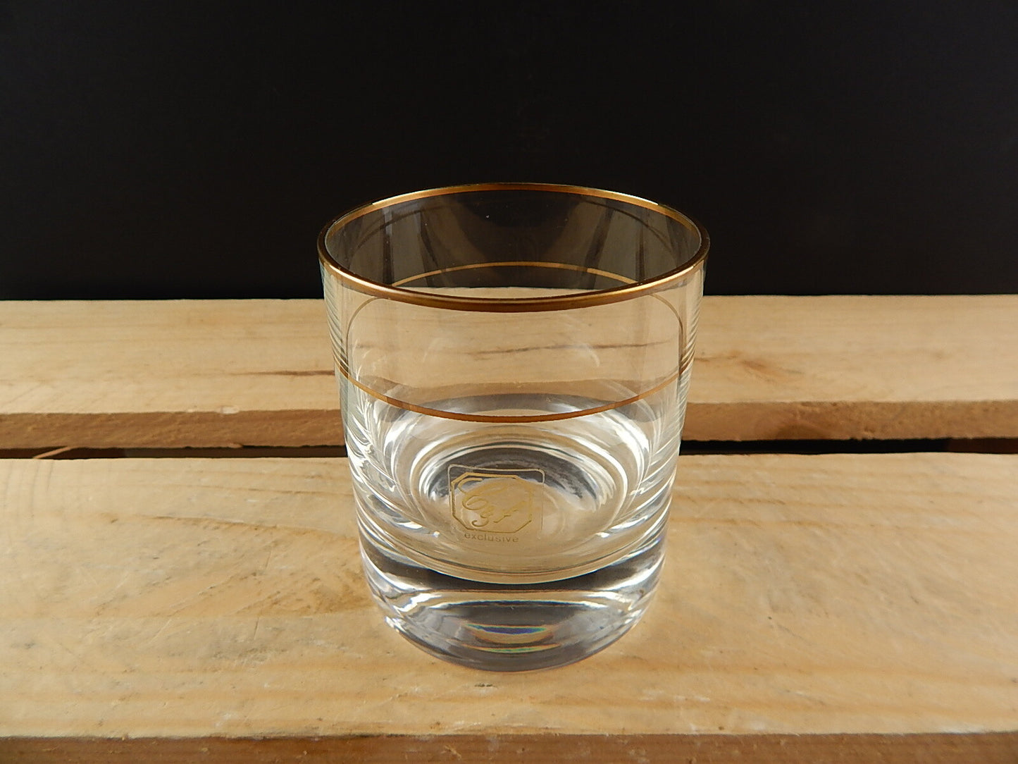 VINTAGE SERVIZIO 6 BICCHIERI CRISTALLO TUMBLER PROFILO ORO ZECCHINO