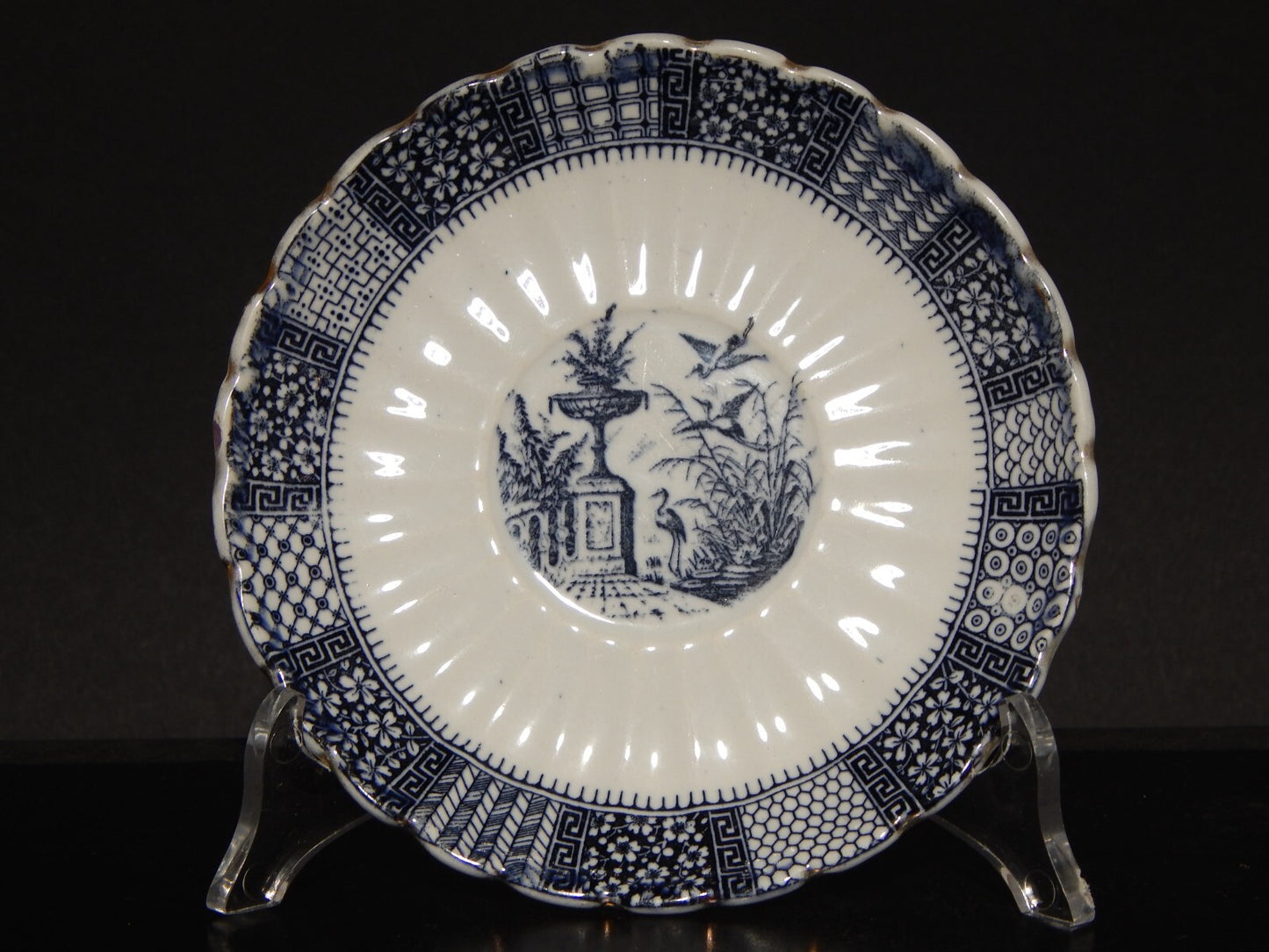 ANTIQUARIATO TAZZA CERAMICA MAIOLICA LUNEVILLE STAMPATA A MANO