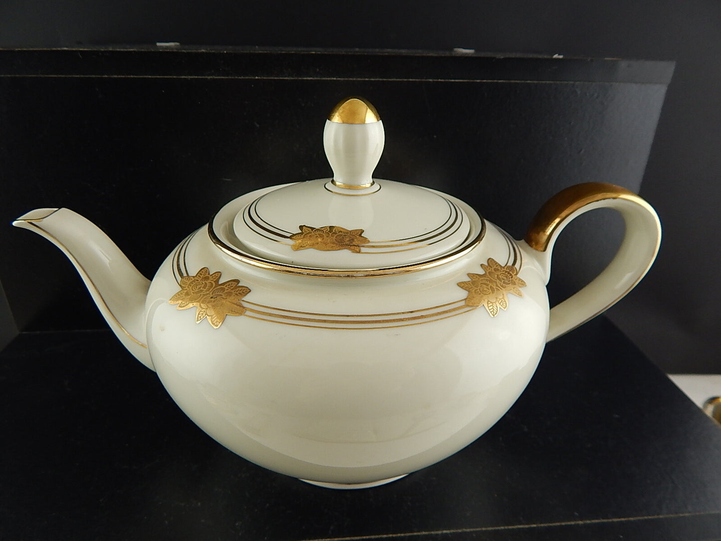 ANTICO SERVIZIO TÈ ART DECO PORCELLANA AVORIO ROSE ORO BAVARIA OSCAR SCHALLER