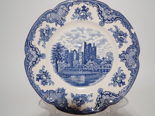 VINTAGE JOHNSON BROS OLD BRITAIN CASTLE BLU PIATTO PIANO PORCELLANA DIFETTO 1909